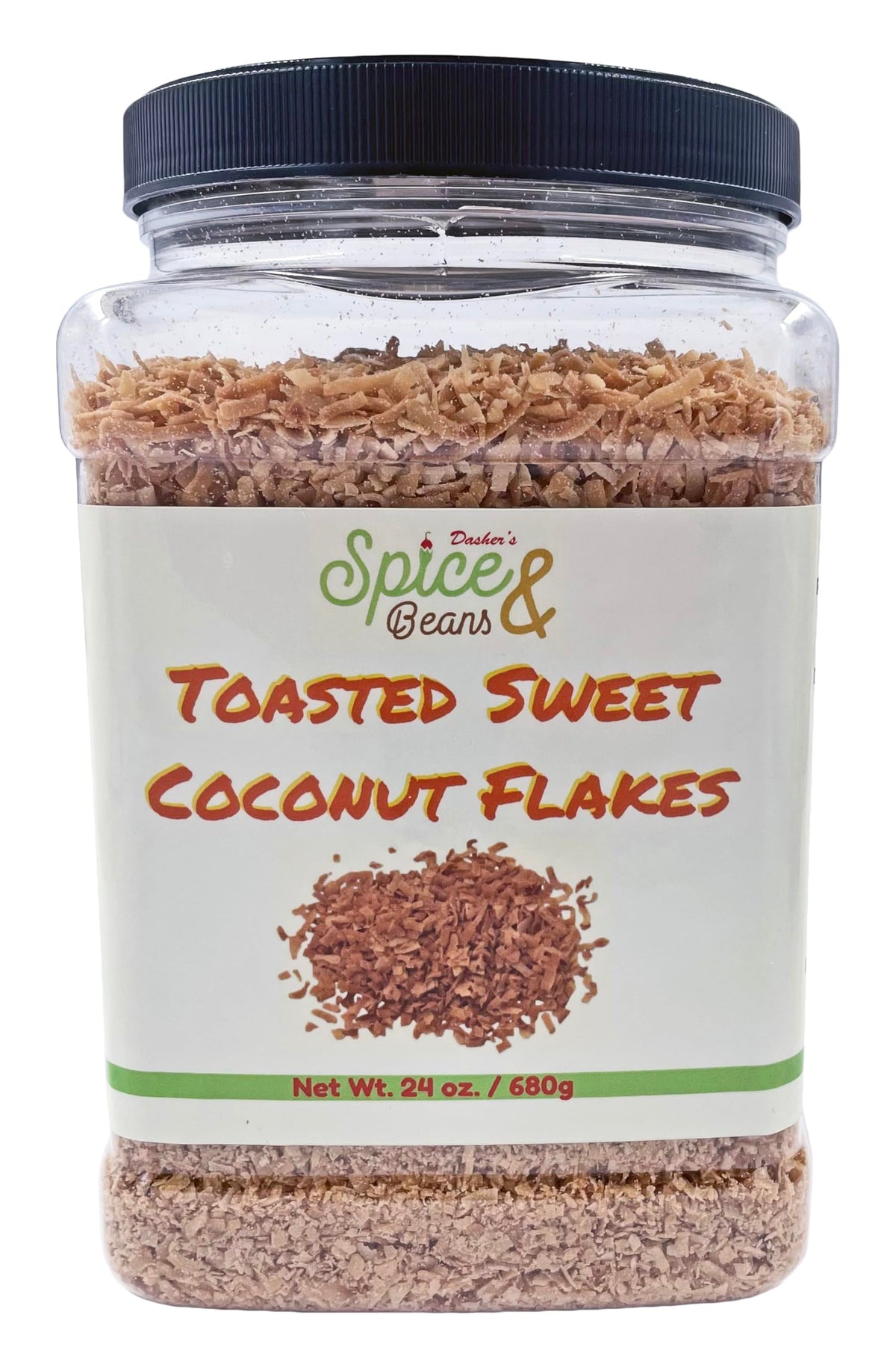 Toasted Sweet Coconut Flakes | Dasher's Spice & Beans | 1.5 lb | Packed in USA