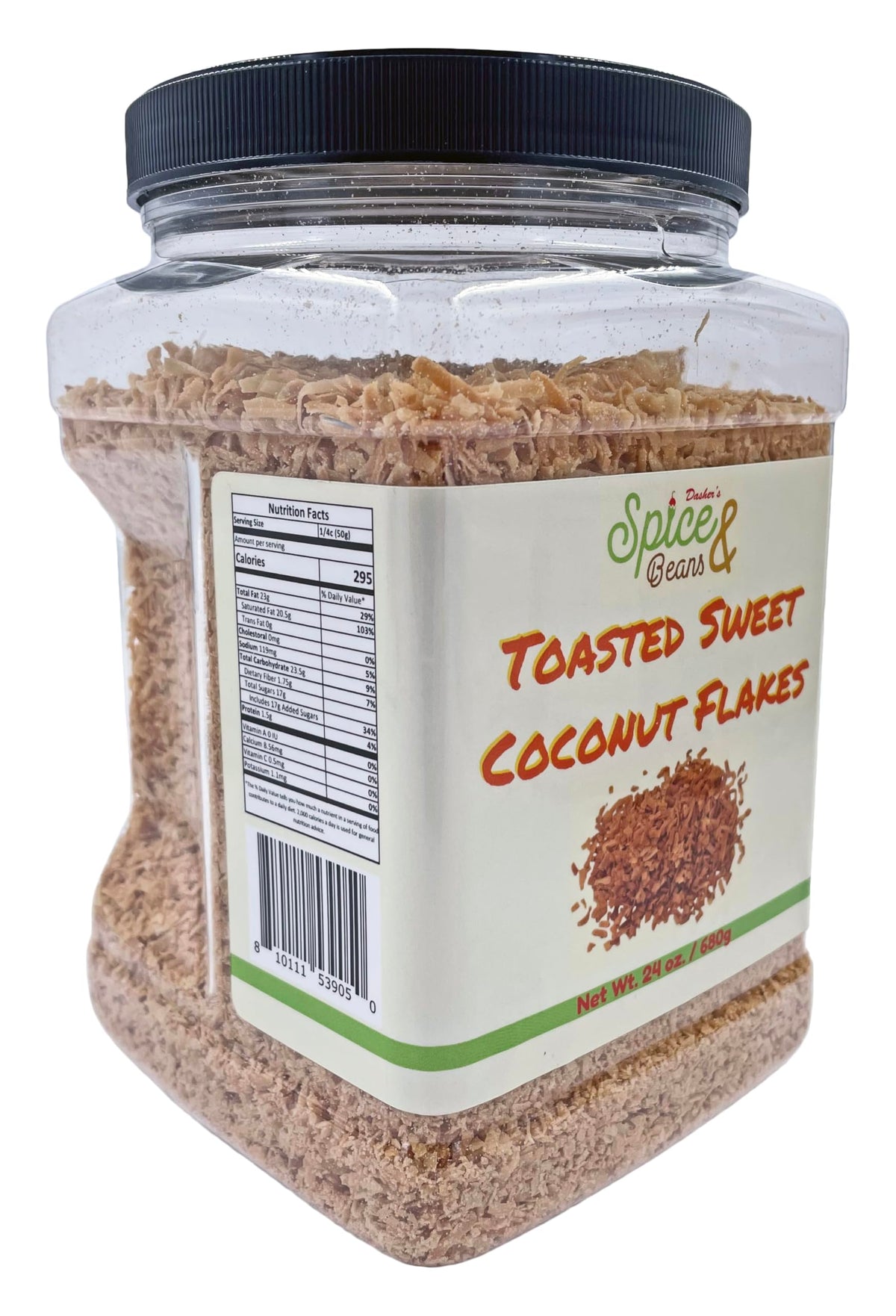 Toasted Sweet Coconut Flakes | Dasher's Spice & Beans | 1.5 lb | Packed in USA