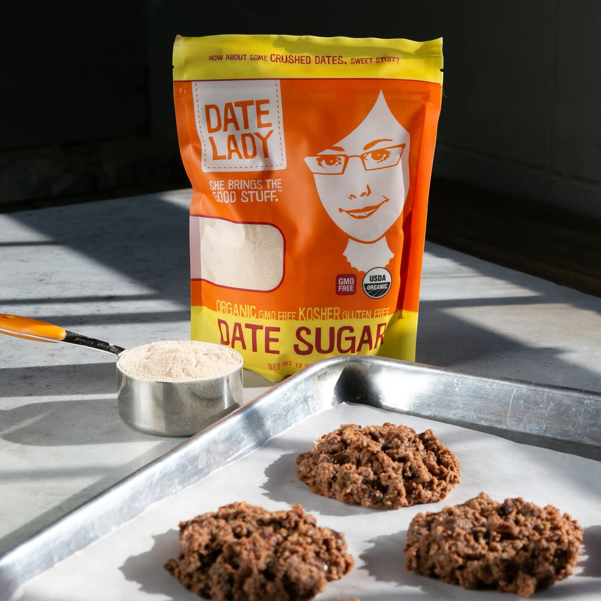 Date Lady Date Sugar - Organic, Vegan, Paleo, Kosher, 2x12oz Bags