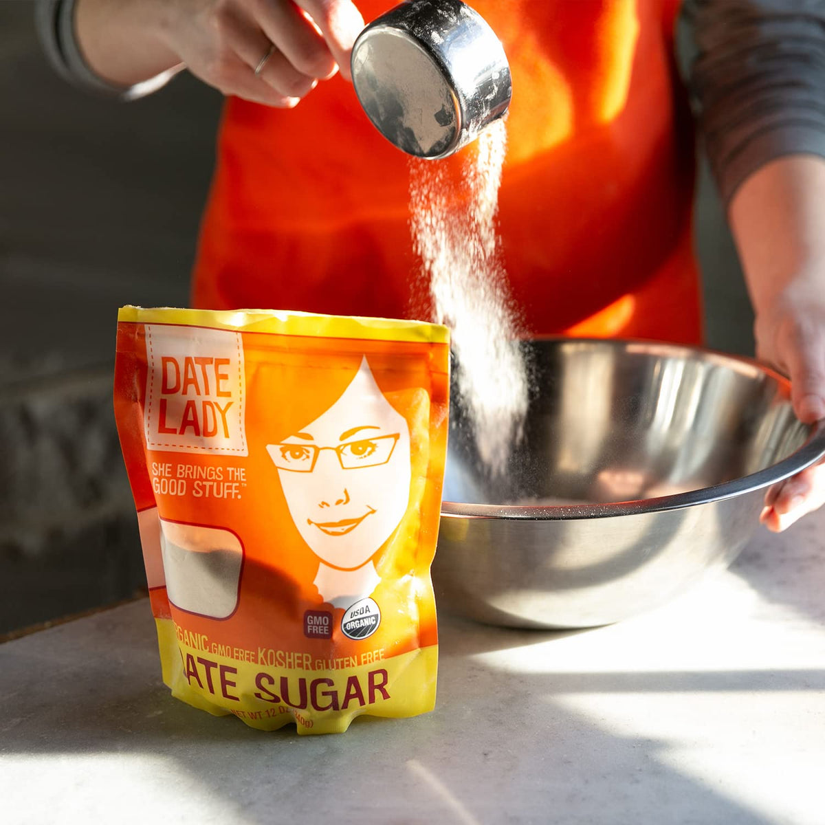 Date Lady Date Sugar - Organic, Vegan, Paleo, Kosher, 2x12oz Bags