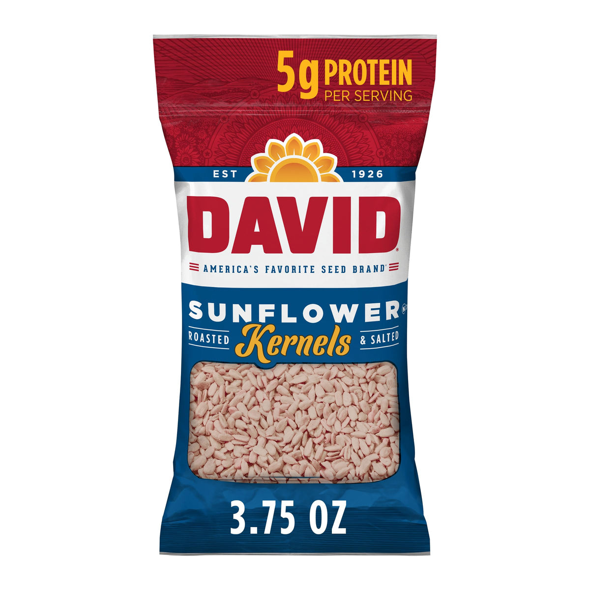DAVID Original Sunflower Kernels – Pack of 12, 3.75 oz Each | Roasted & Salted