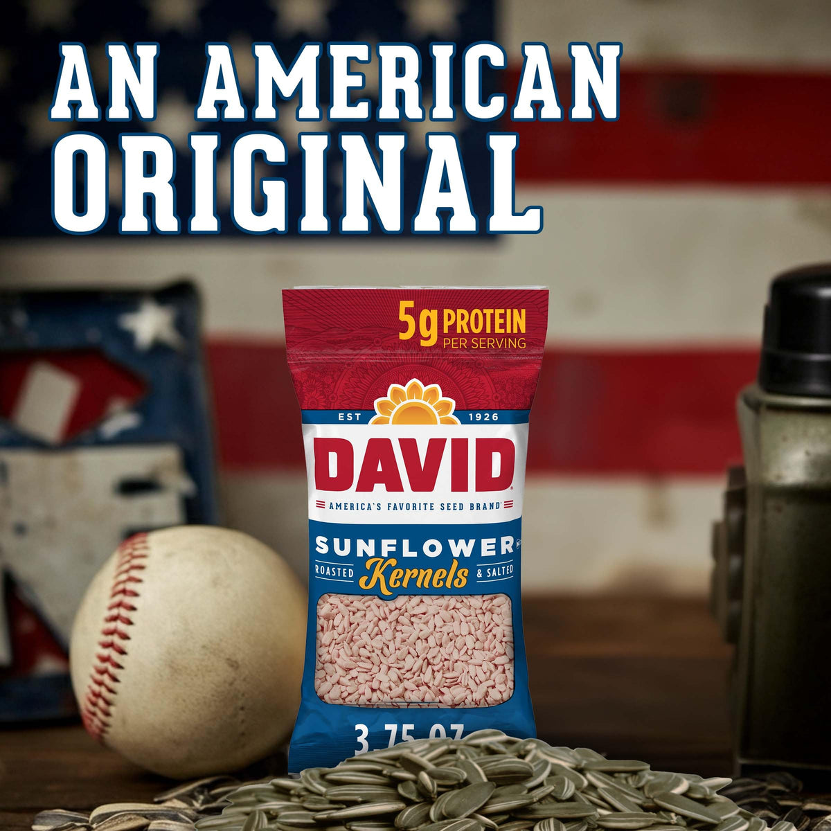 DAVID Original Sunflower Kernels – Pack of 12, 3.75 oz Each | Roasted & Salted