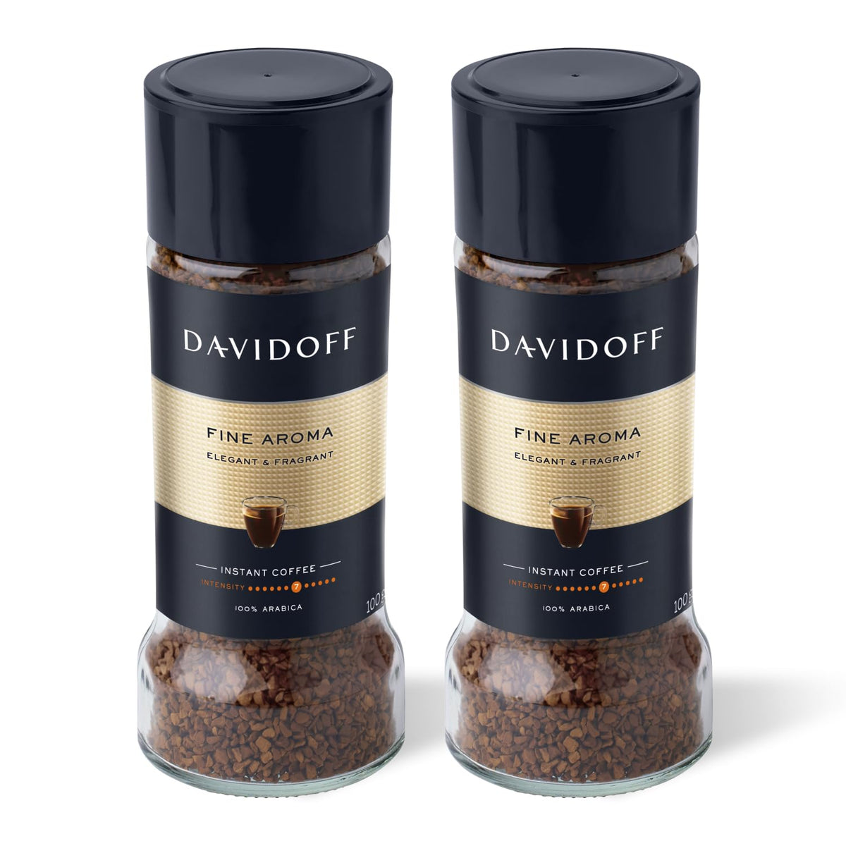 Davidoff Fine Aroma Instant Coffee – Elegant Arabica Blend, Medium Body, 7/12 Intensity (2 x 3.52 oz)
