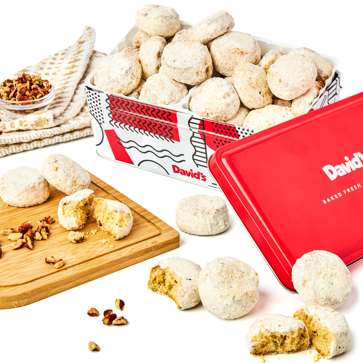 David's Cookies Butter Pecan Meltaways Sampler Tin – 16oz Giftable Butter Cookies