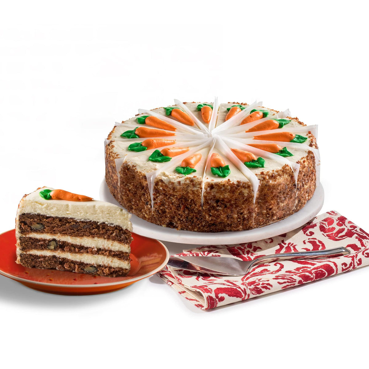 David's Cookies Carrot Cake 10 Inch - Pre-Sliced 14pc Layered Cake with Cream Cheese Frosting - Gourmet Bakery Dessert for Parties, Gifting, and Celebrations