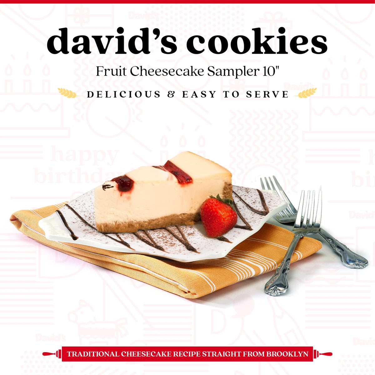 David's Cookies Cheesecakes - Creamy Fruit Cheesecake Assortment, Pre-Sliced 10 Inches