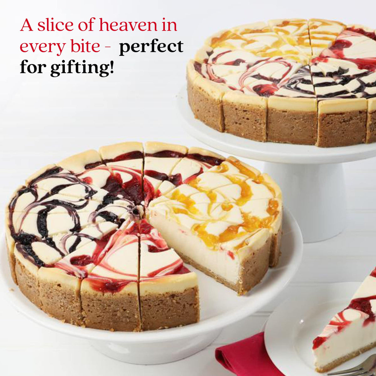 David's Cookies Cheesecakes - Creamy Fruit Cheesecake Assortment, Pre-Sliced 10 Inches