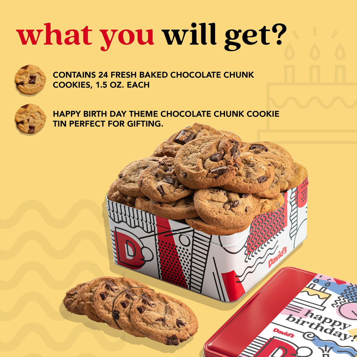 David's Cookies Happy Birthday Gift Sampler Tin – Crunchy Gourmet Cookies