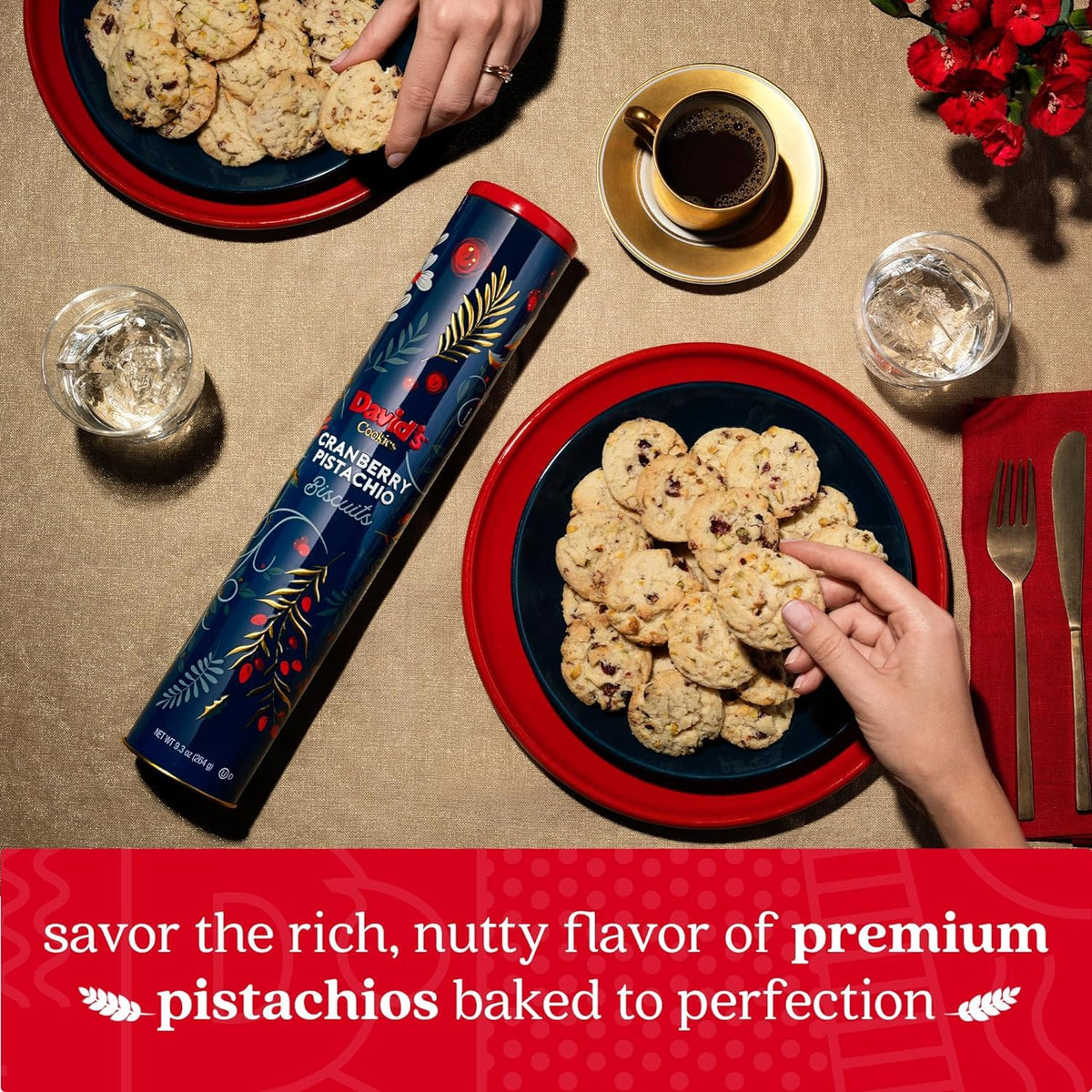 David’s Cookies Cranberry Pistachio Biscuits – Gourmet 2-Pack Gift Box
