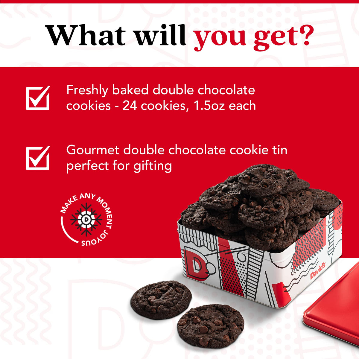 David's Cookies 2lb Double Chocolate Chunk Gift Tin – Fresh Baked Gourmet Cookies