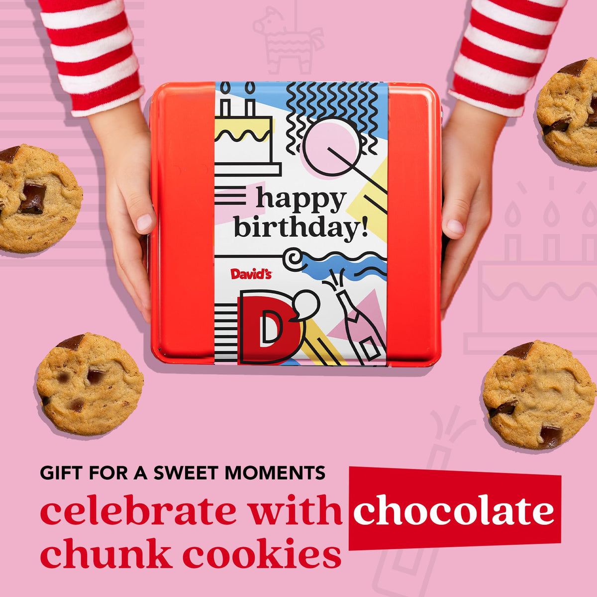 David's Cookies Happy Birthday Gift Sampler Tin – Crunchy Gourmet Cookies