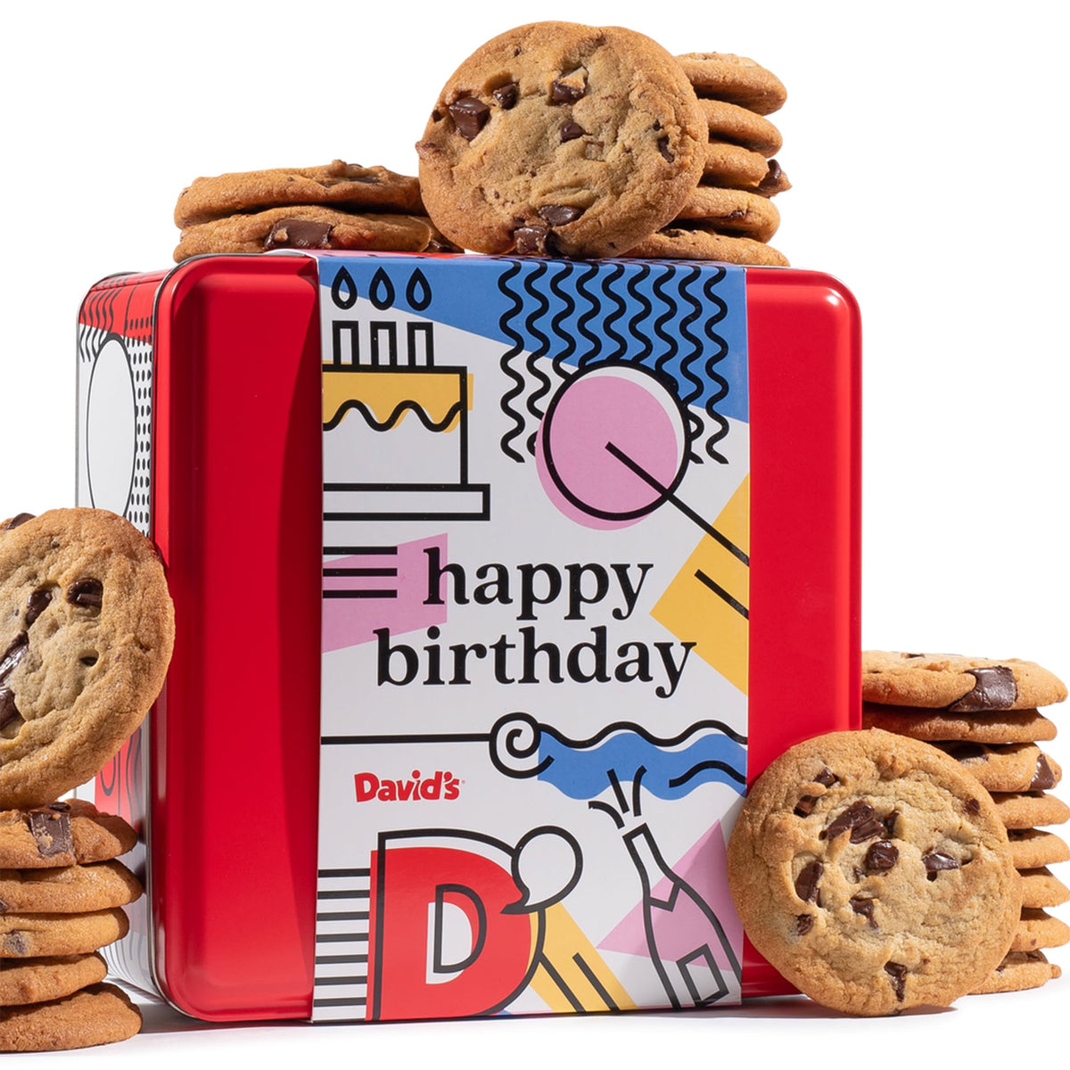 David's Cookies Happy Birthday Gift Sampler Tin – Crunchy Gourmet Cookies