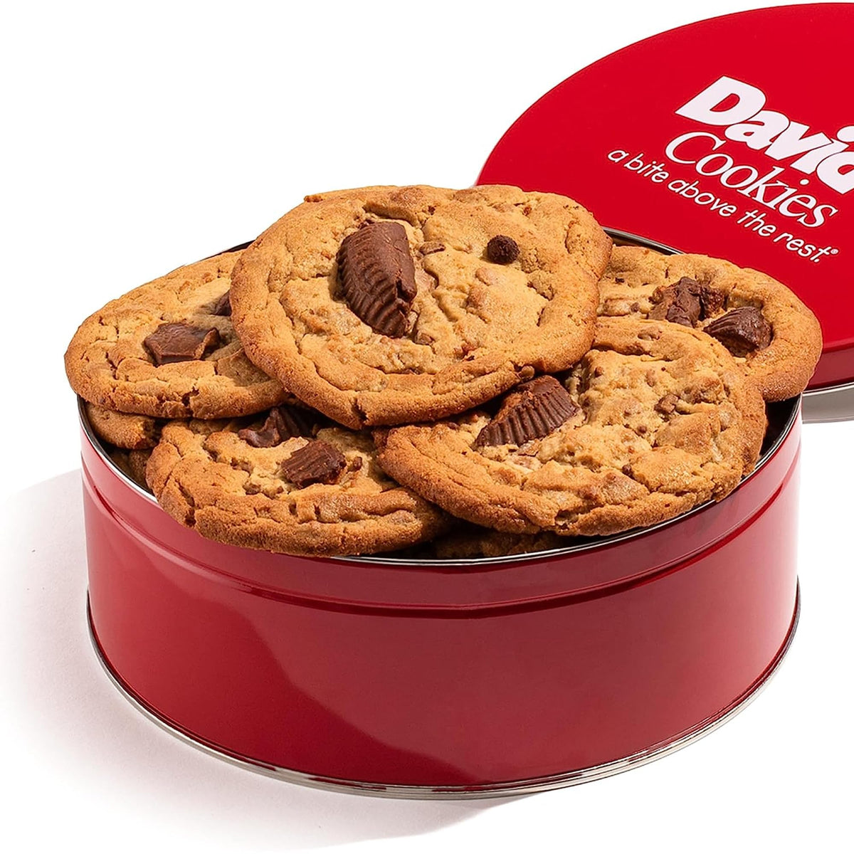 David's Cookies Peanut Butter Chunk Gift Tin – All-Natural, No Preservatives (2 lb, 8 Cookies)