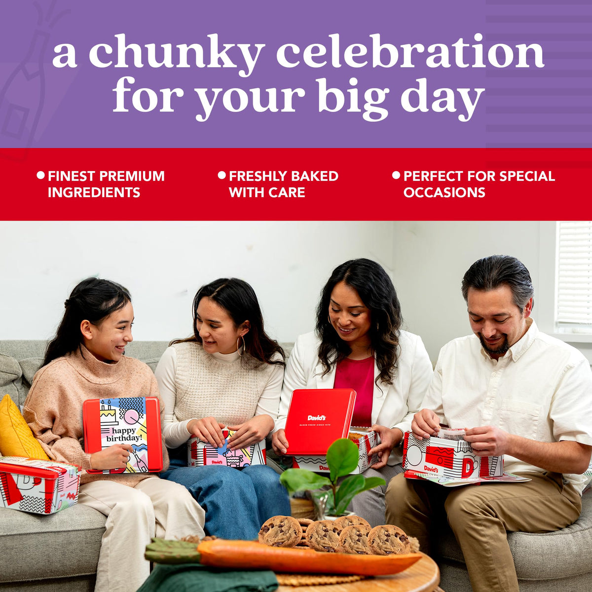 David's Cookies Happy Birthday Gift Sampler Tin – Crunchy Gourmet Cookies