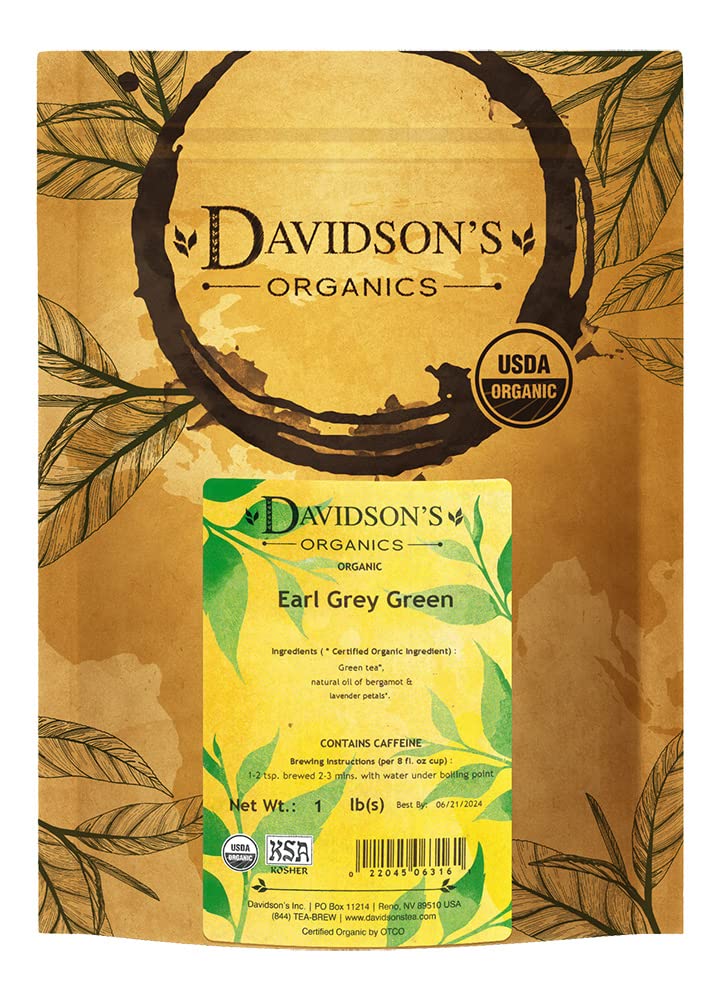 Davidson's Earl Of Grey Green Tea Bulk - 16 oz Loose Leaf | Organic Bergamot