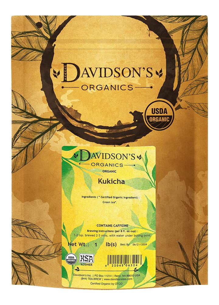 Davidson's Organic Kukicha Tea Bulk 16 oz | Nutty, Creamy Twig Tea