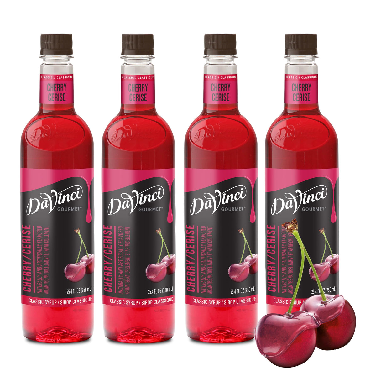 DaVinci Gourmet Classic Cherry Syrup, 25.4 oz (Pack of 4) – Rich Cherry Flavor for Coffee, Drinks & Desserts