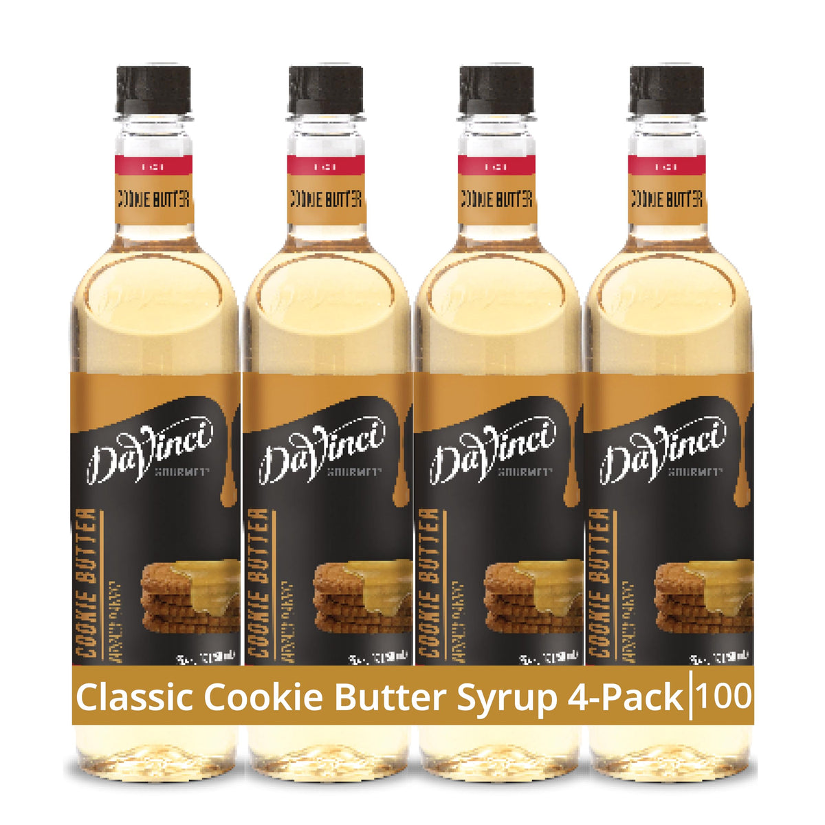 DaVinci Gourmet Cookie Butter Syrup – 25.4 oz x 4 | Warm Speculoos Flavor for Coffee & Desserts