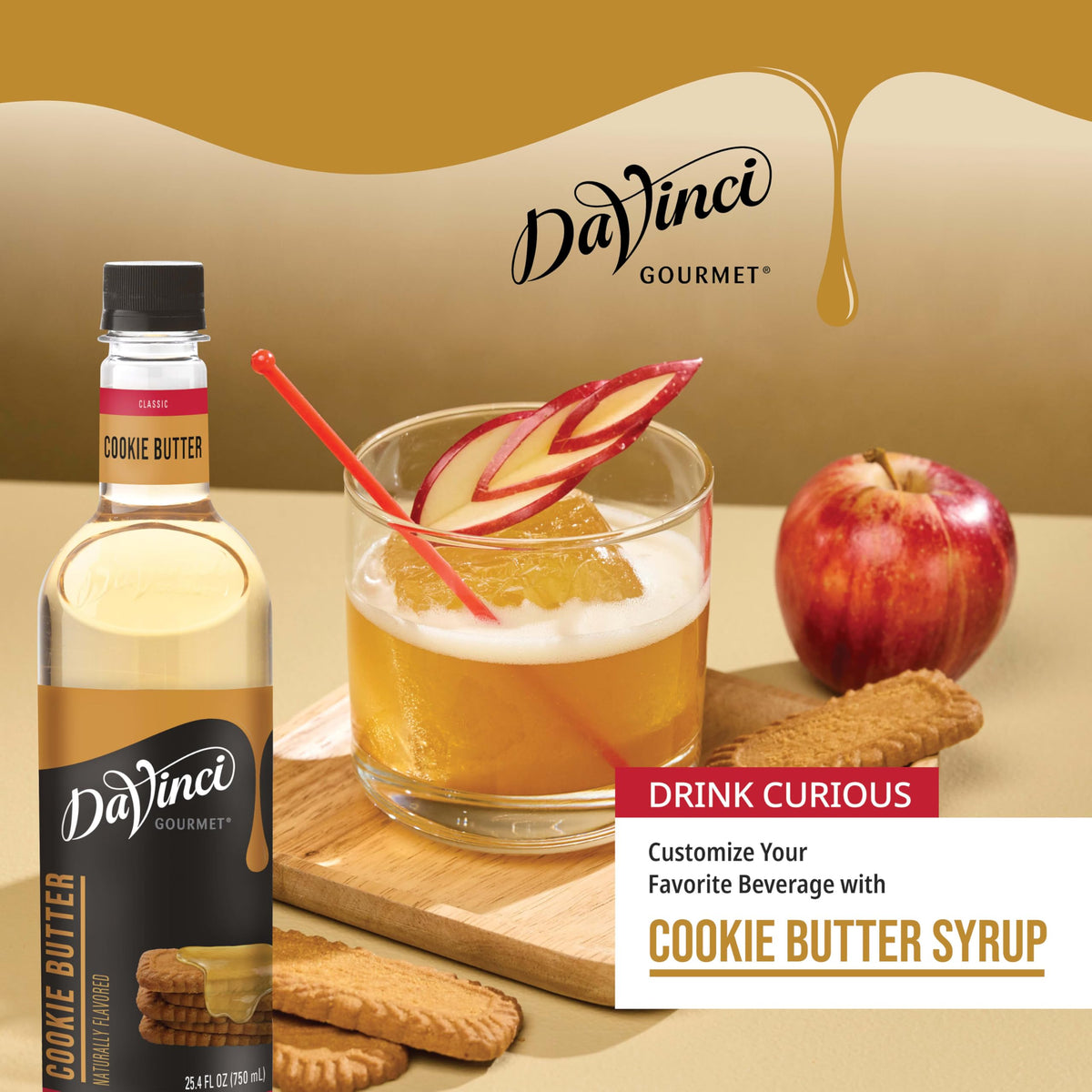DaVinci Gourmet Cookie Butter Syrup – 25.4 oz x 4 | Warm Speculoos Flavor for Coffee & Desserts