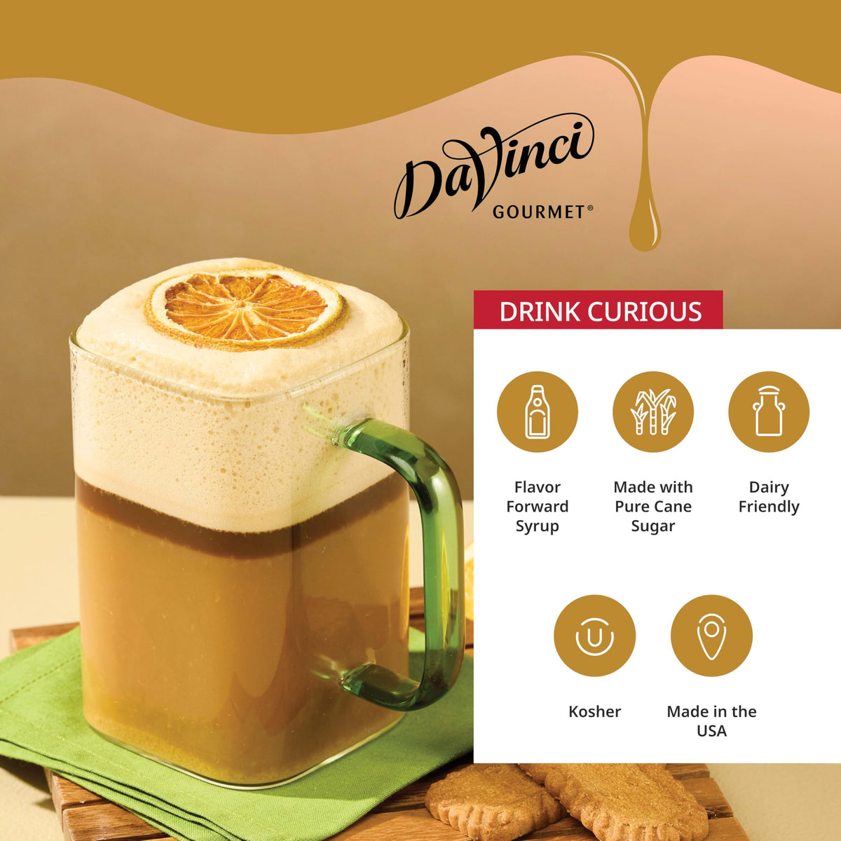 DaVinci Gourmet Cookie Butter Syrup – 25.4 oz x 4 | Warm Speculoos Flavor for Coffee & Desserts