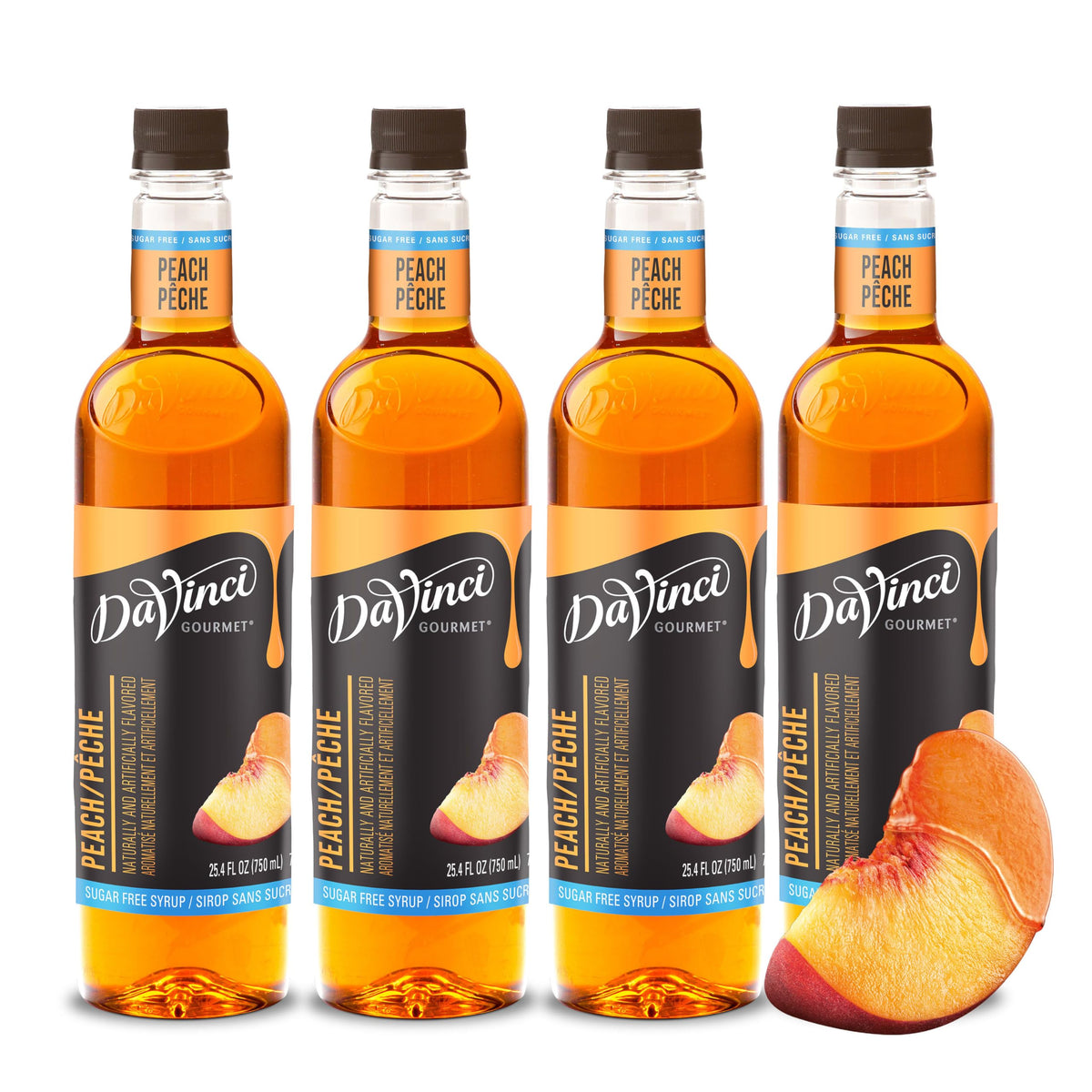 DaVinci Gourmet Sugar-Free Peach Syrup, 25.4 oz – Pack of 4