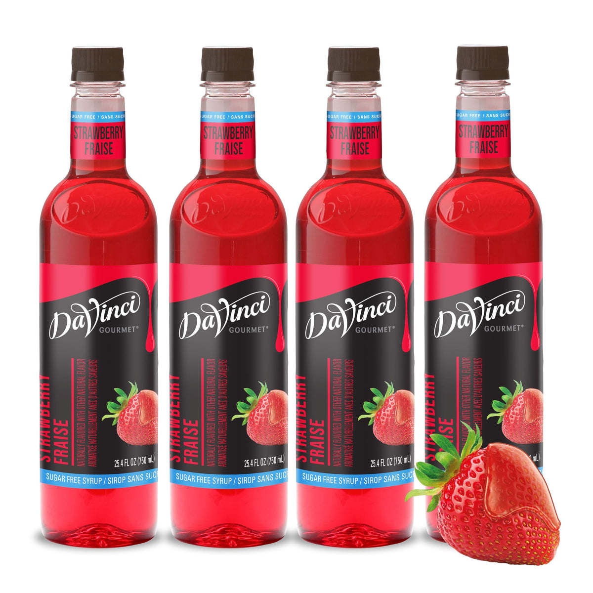 DaVinci Gourmet Sugar-Free Strawberry Syrup, 25.4 oz (Pack of 4) | Sugar-Free Berry Flavor