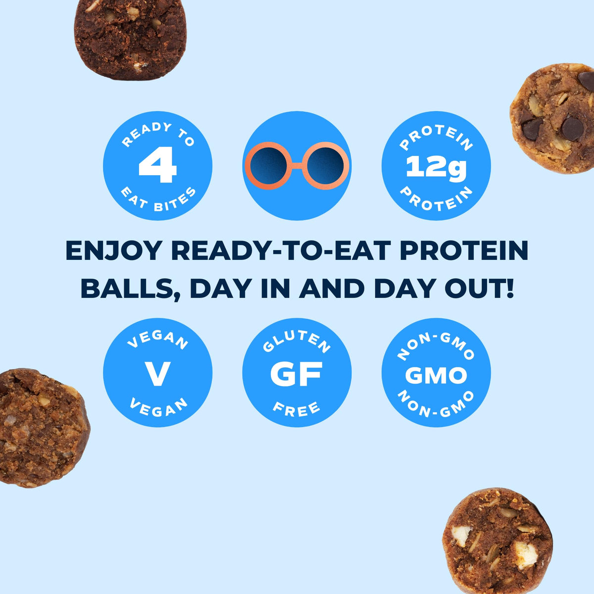 Day Out Protein Snack Balls – Variety Pack 8x2oz | Gluten‑Free, Vegan, 12g Protein