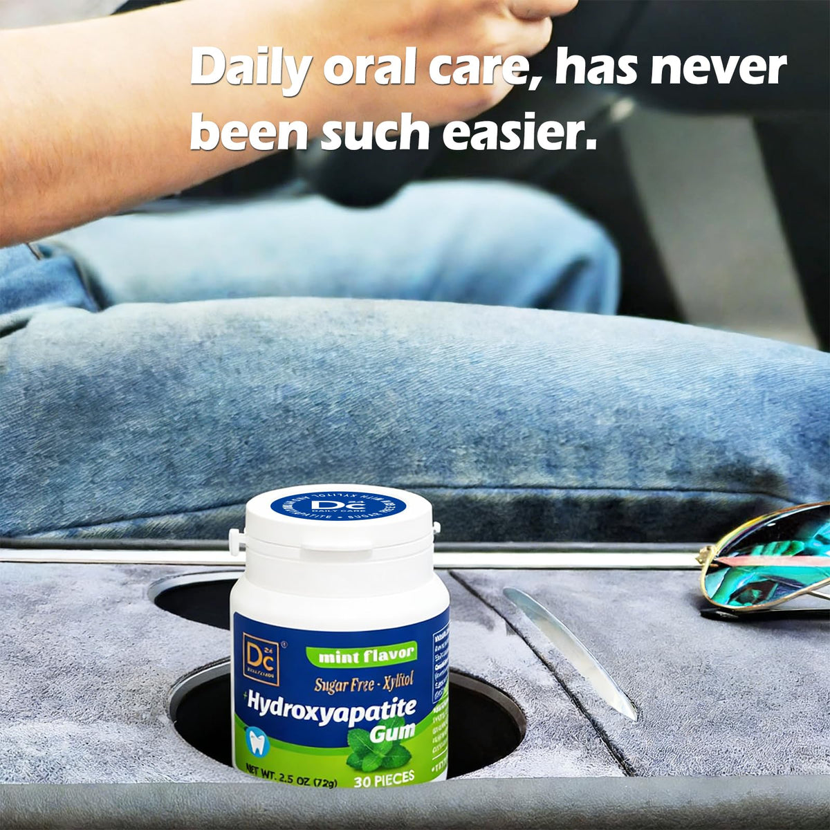 DC24 DAILY CARE Remineralizing Gum with Hydroxyapatite & Xylitol – Sugar Free, No Aspartame/Sucralose, Peppermint