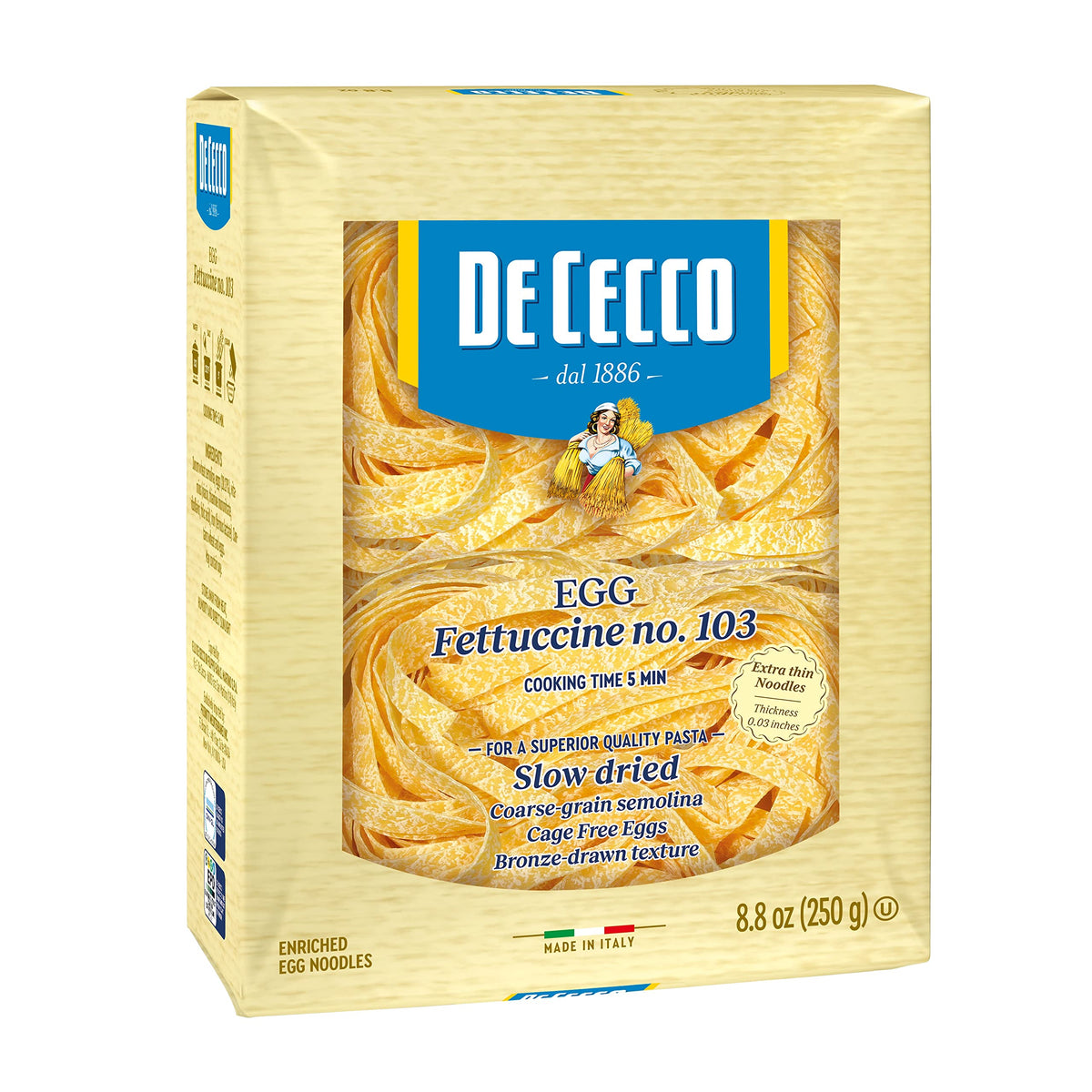 De Cecco Egg Pasta Fettuccine No.103 — 8.8 oz Pack of 4