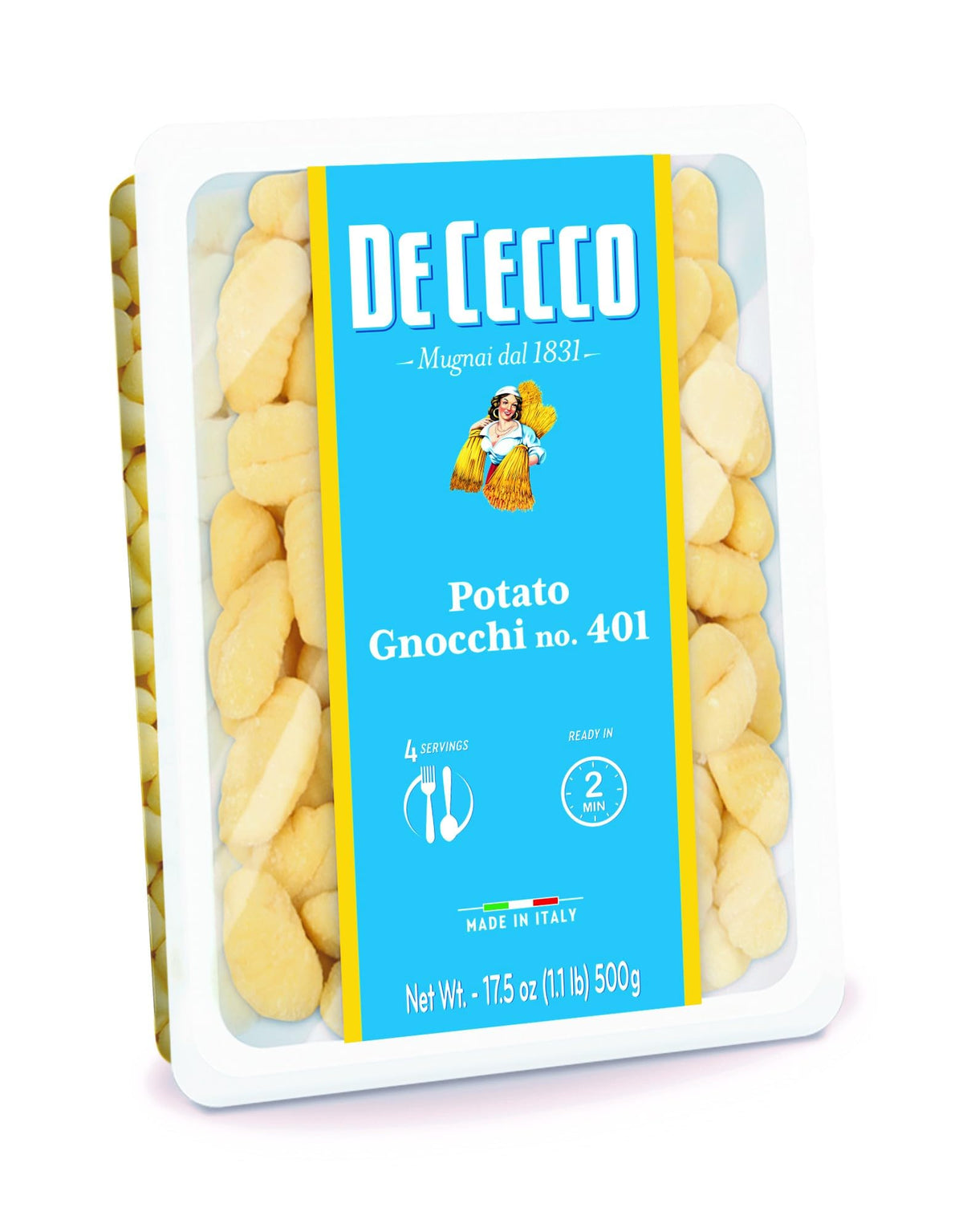 De Cecco Potato Gnocchi No. 401 – Authentic Italian Dumplings, 4 x 17.5 oz