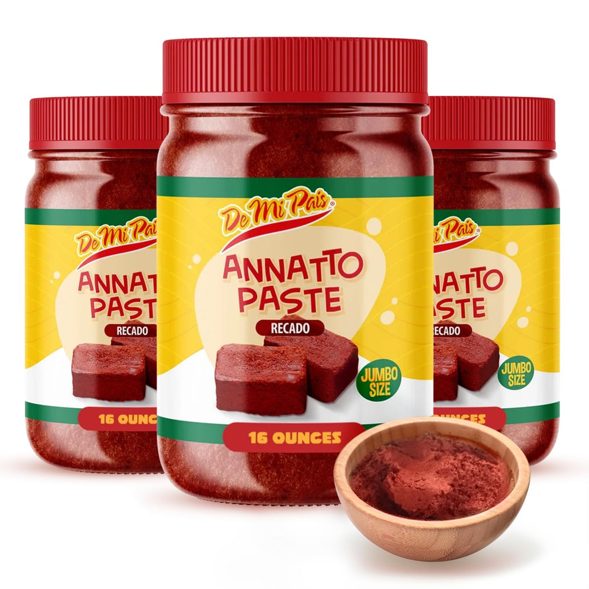 De Mi Pais Annatto Paste Recado – Jumbo 16 oz, 3-Pack for Authentic Achiote Flavor