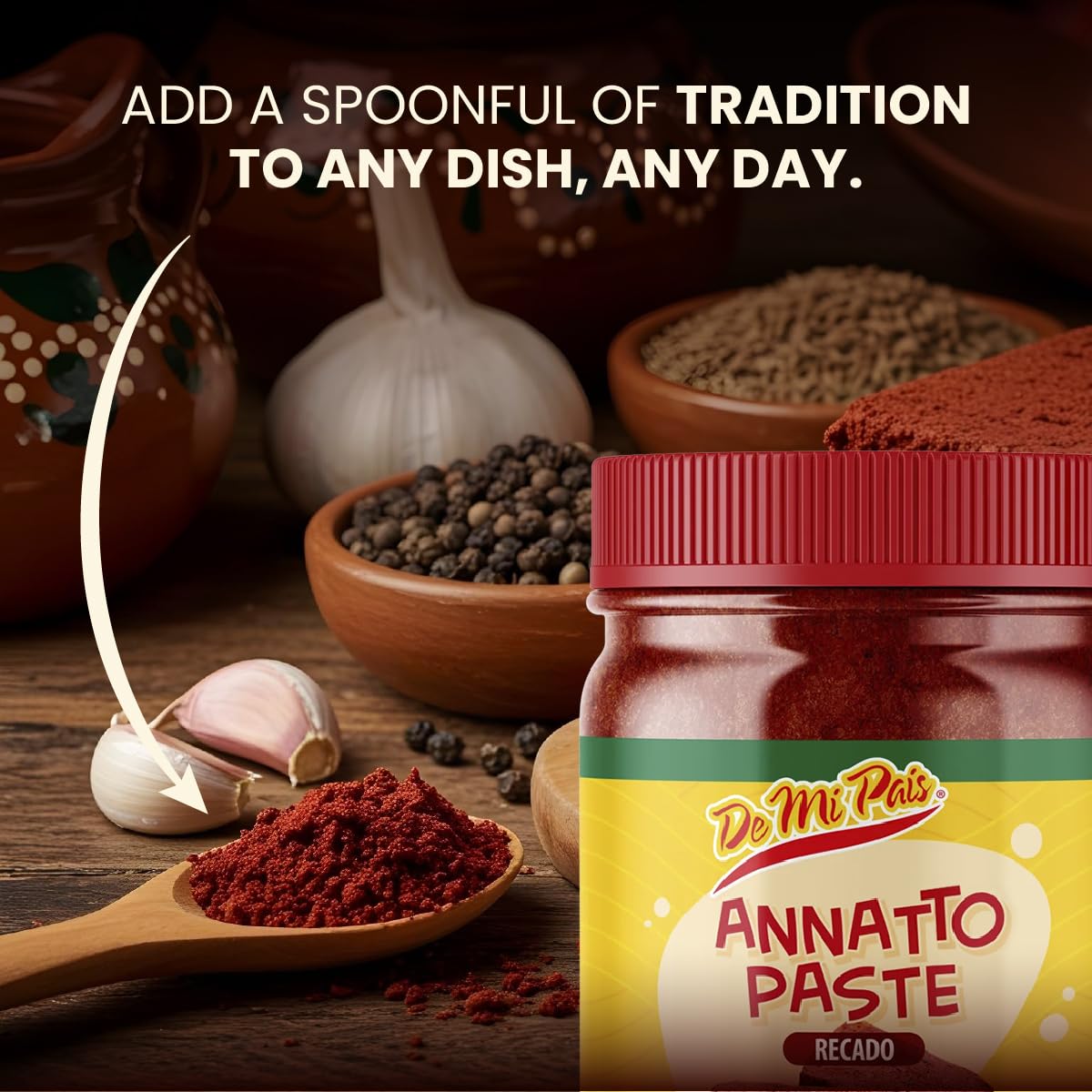 De Mi Pais Annatto Paste Recado – Jumbo 16 oz, 3-Pack for Authentic Achiote Flavor