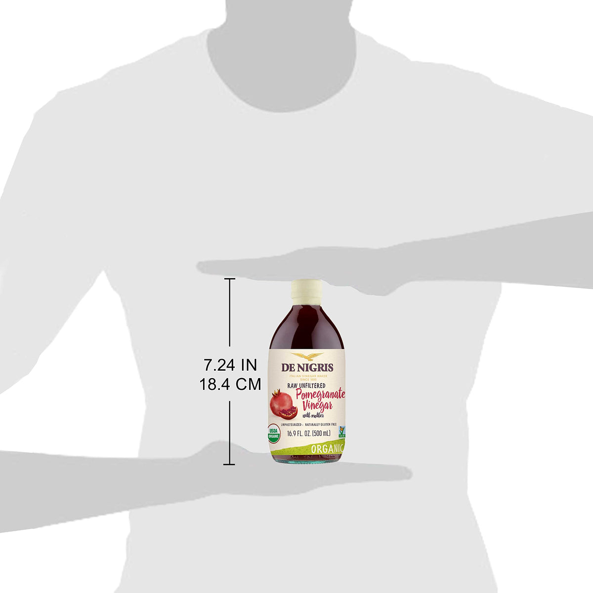 De Nigris Organic Pomegranate Vinegar – Raw & Unfiltered, 16.9 oz Pack of 2 | Pomegranate Vinegar with Mother