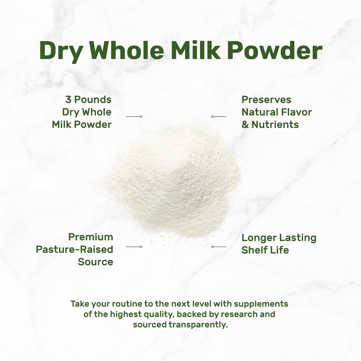 Deal Supplement Dry Whole Milk Powder, 3 lb – USA-Made Pasture-Raised, 9g Protein