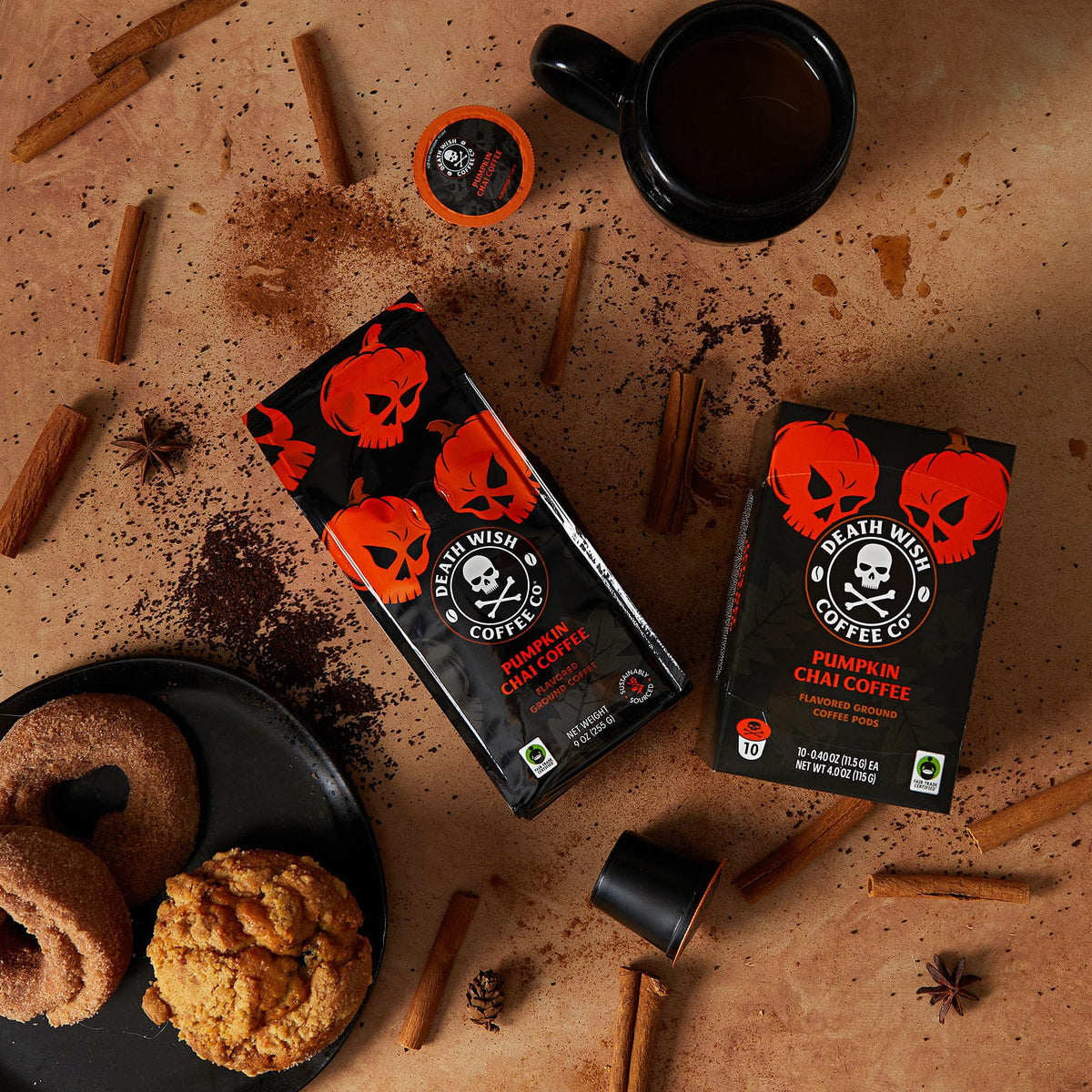 Death Wish Coffee Ground Pumpkin Coffee (18 Ounce) – Bold Pumpkin Spice & Fair Trade