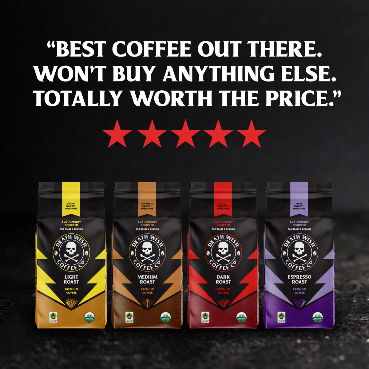 Death Wish Coffee Organic Light Roast Pods — Fair Trade, 30 Count