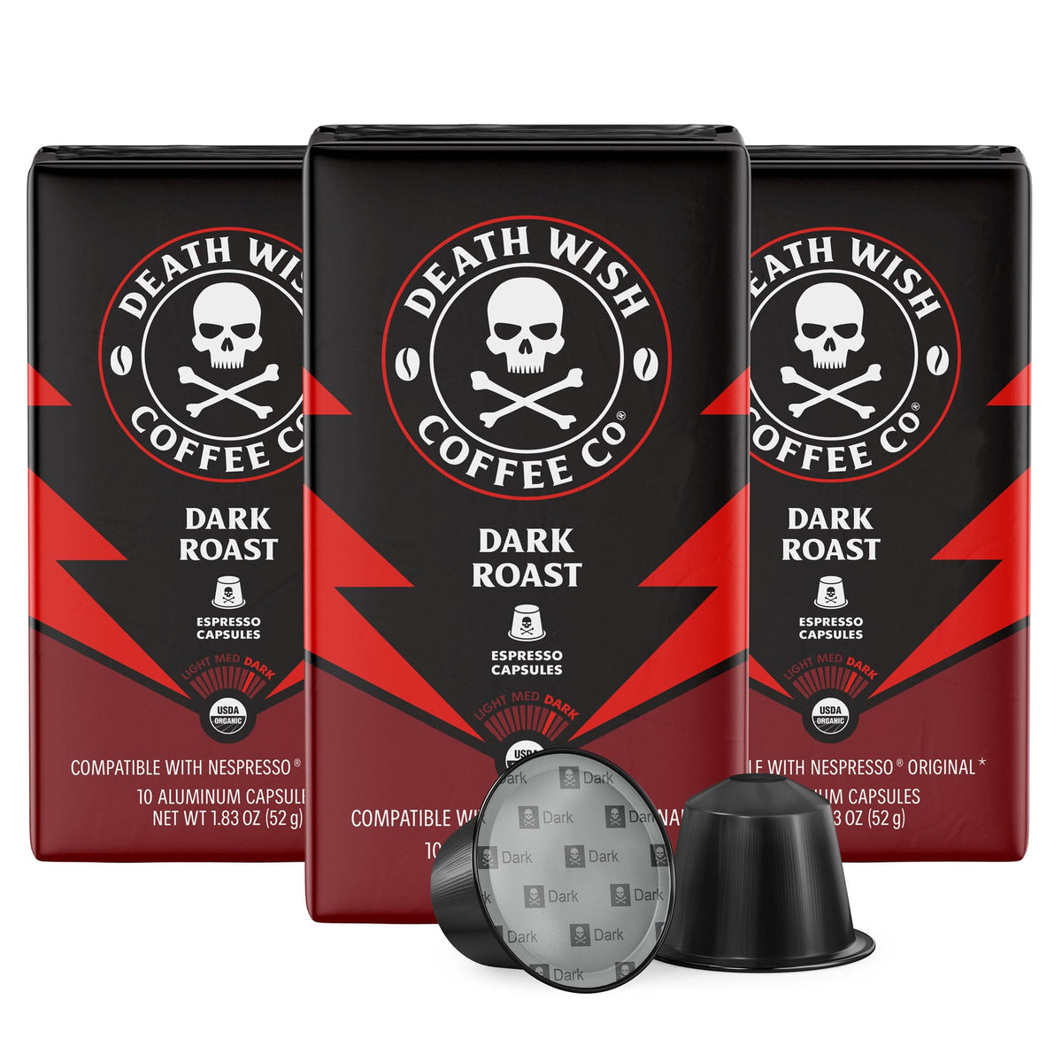 Death Wish Coffee Capsules for Nespresso Original | Organic Dark Roast