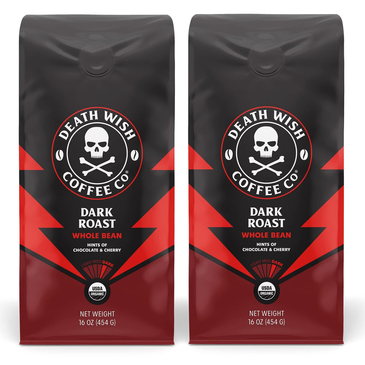 Death Wish Coffee Dark Roast Whole Bean – 2 Pack, Organic & Fair Trade