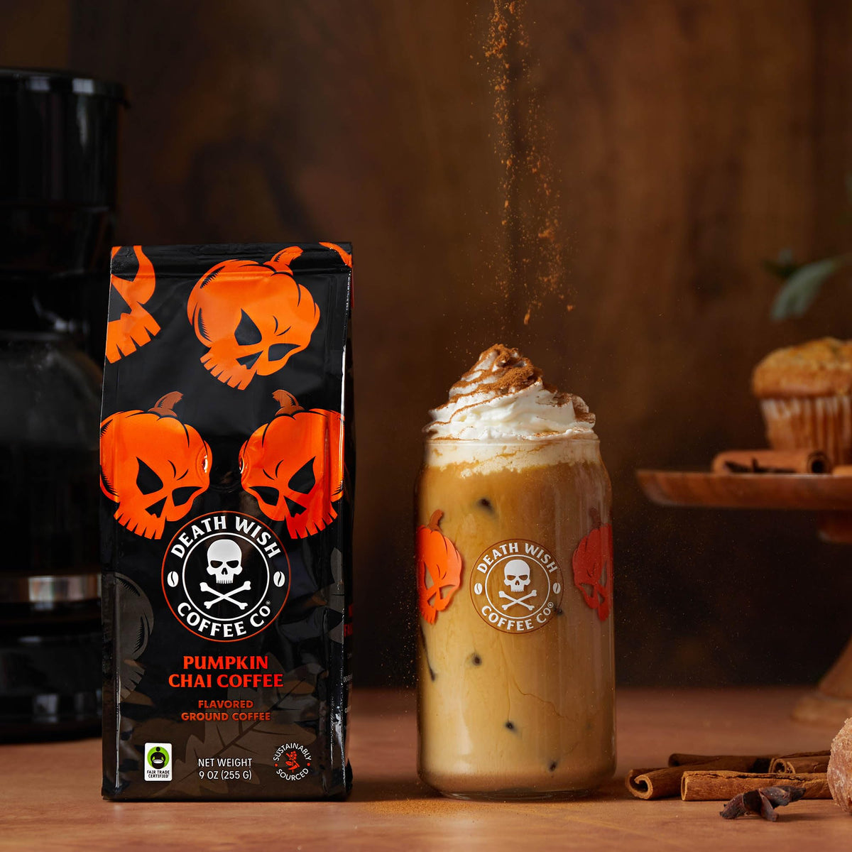 Death Wish Coffee Ground Pumpkin Coffee (18 Ounce) – Bold Pumpkin Spice & Fair Trade