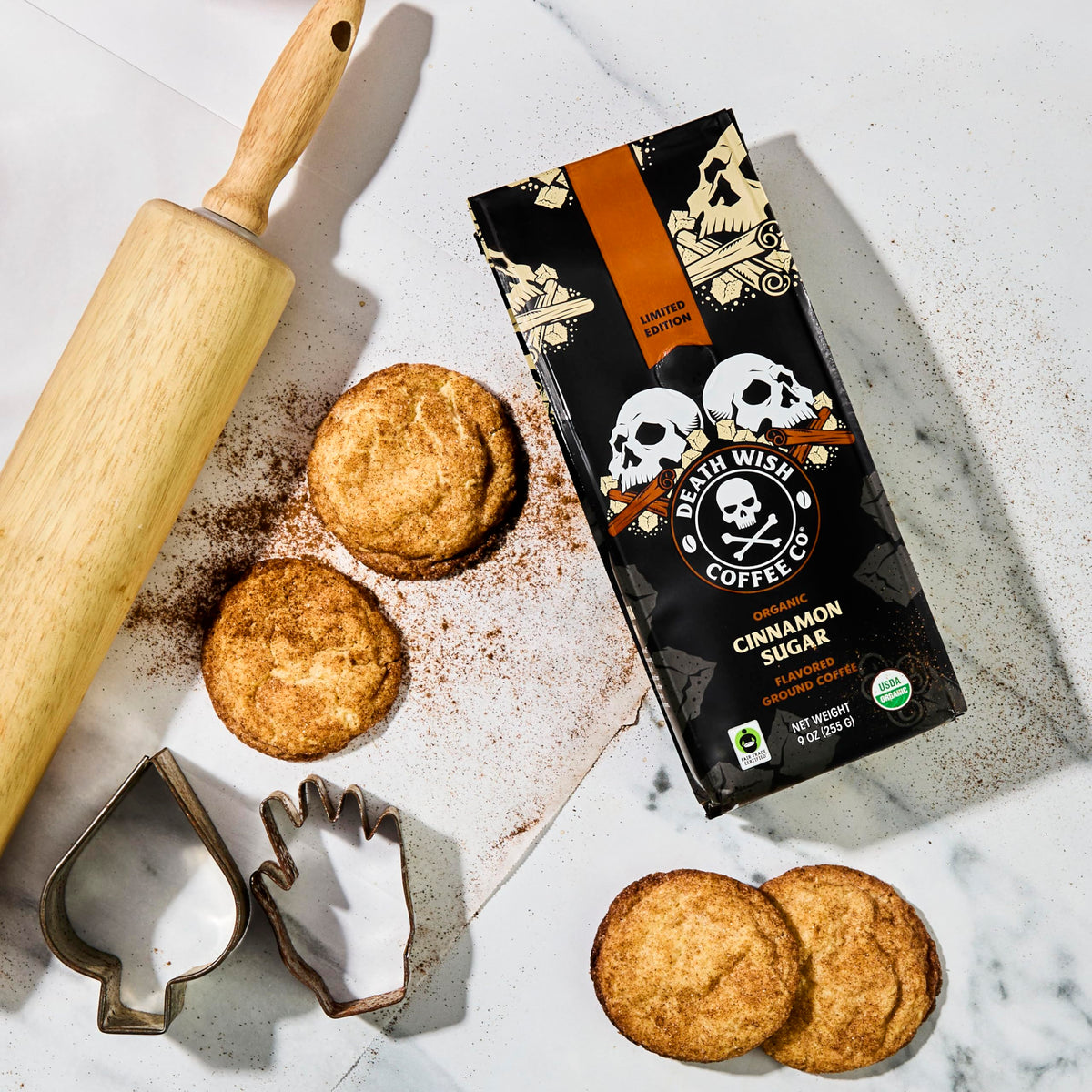 Death Wish Coffee - Organic Cinnamon Sugar Flavored Ground Coffee (27 oz)