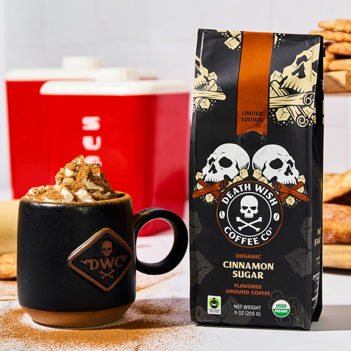 Death Wish Coffee - Organic Cinnamon Sugar Flavored Ground Coffee (27 oz)