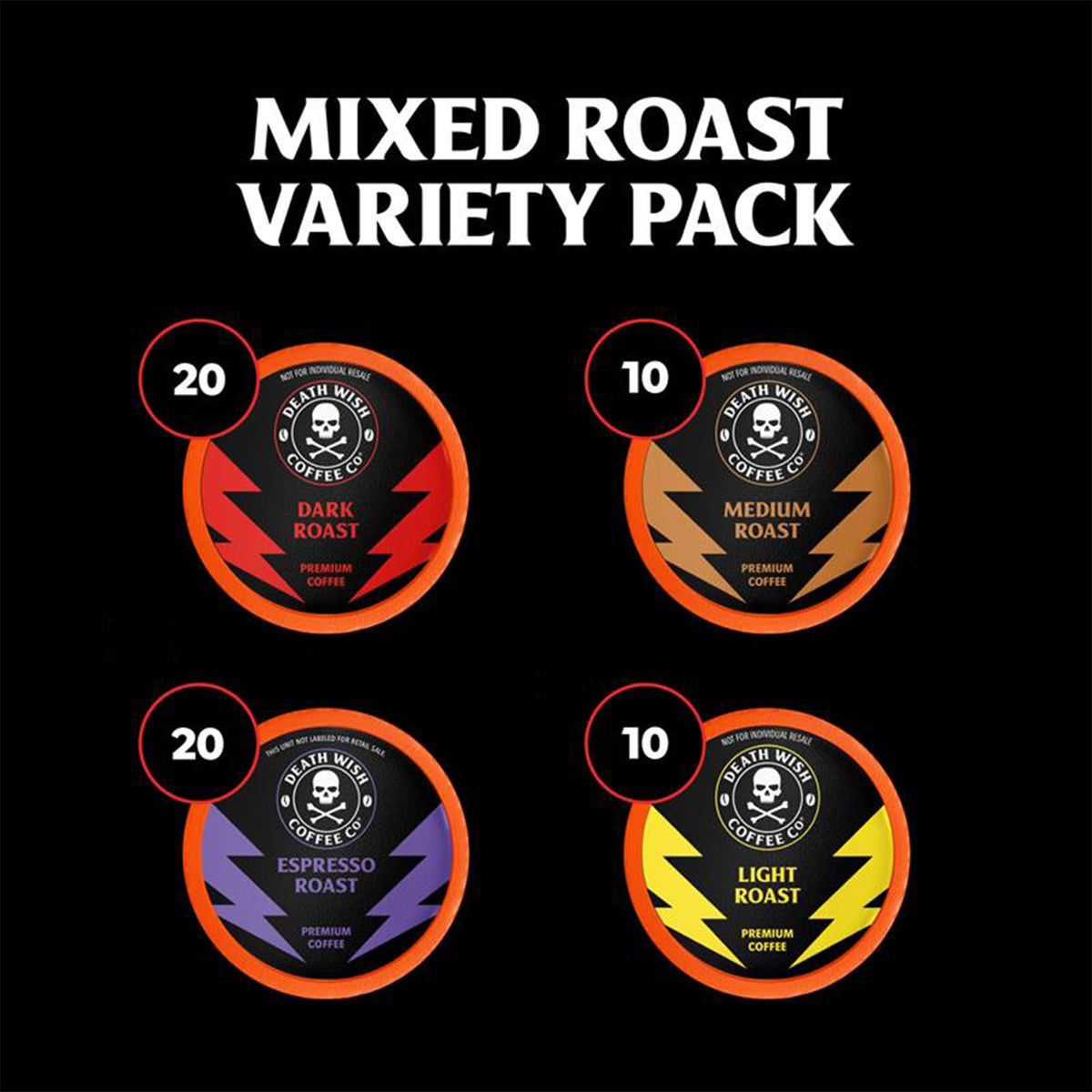 Death Wish Coffee – Mixed Roast Single-Serve Pods Variety Pack (60 Count)
