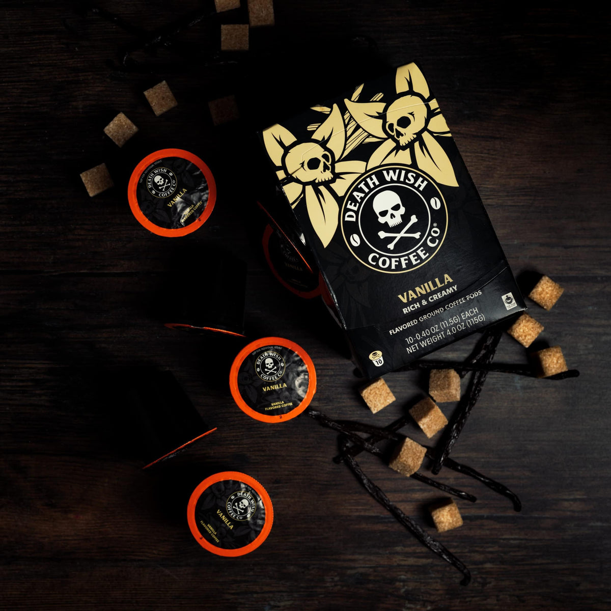 Death Wish Coffee Vanilla Single-Serve Pods (30 Count) – Bold Flavor, Fair Trade Arabica & Robusta