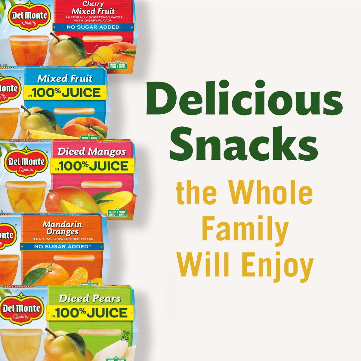 Del Monte No Sugar Added Diced Peaches Fruit Cup Snacks – 24 Cups (3.75 oz Each)