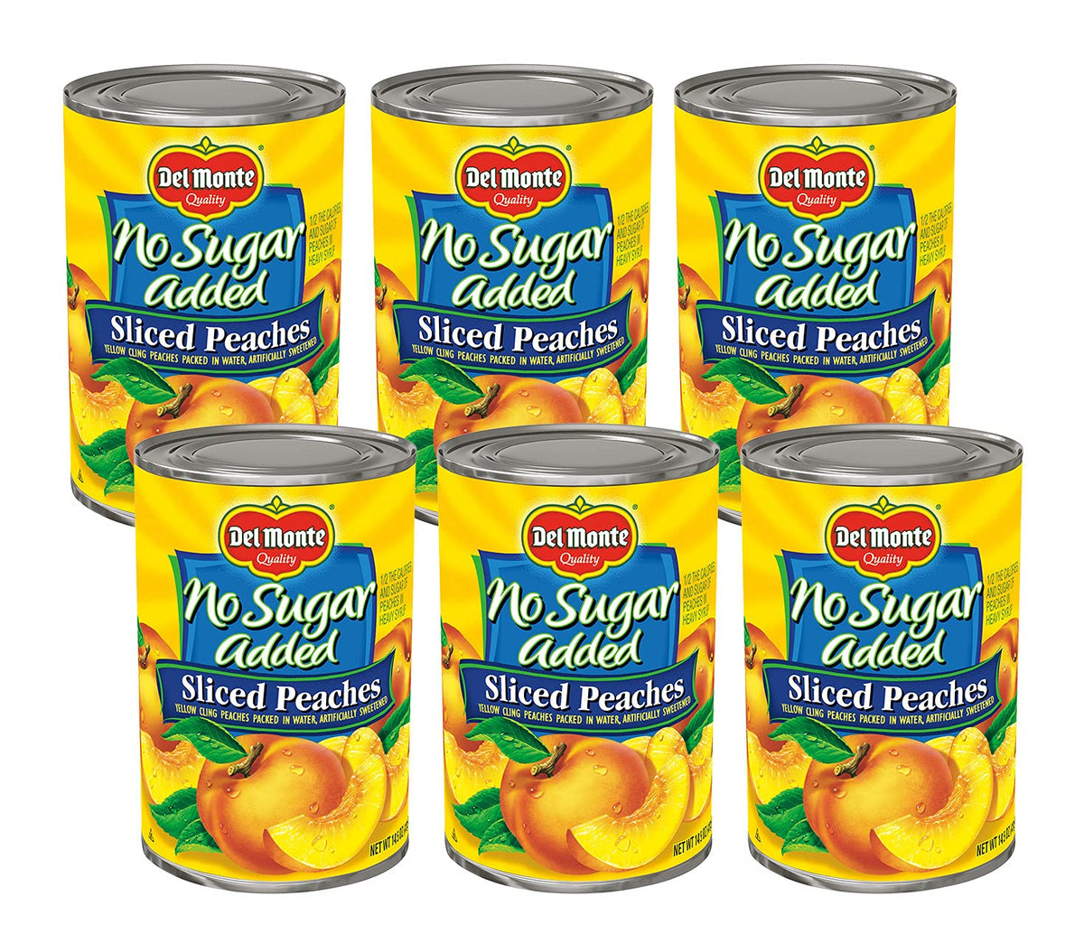 Del Monte No Sugar Added Yellow Cling Sliced Peaches – 6 Pack, 14.5 oz Cans