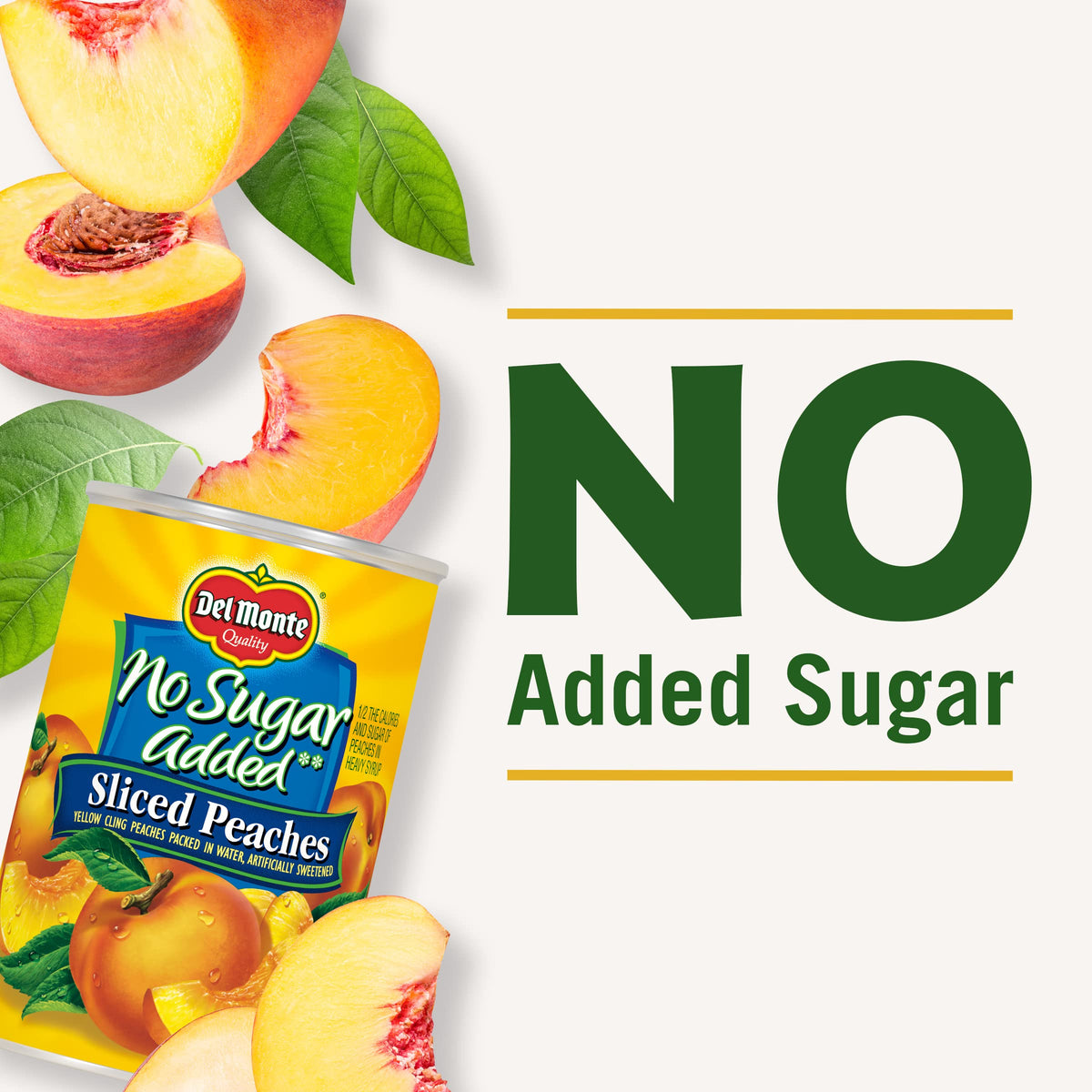 Del Monte No Sugar Added Yellow Cling Sliced Peaches – 6 Pack, 14.5 oz Cans