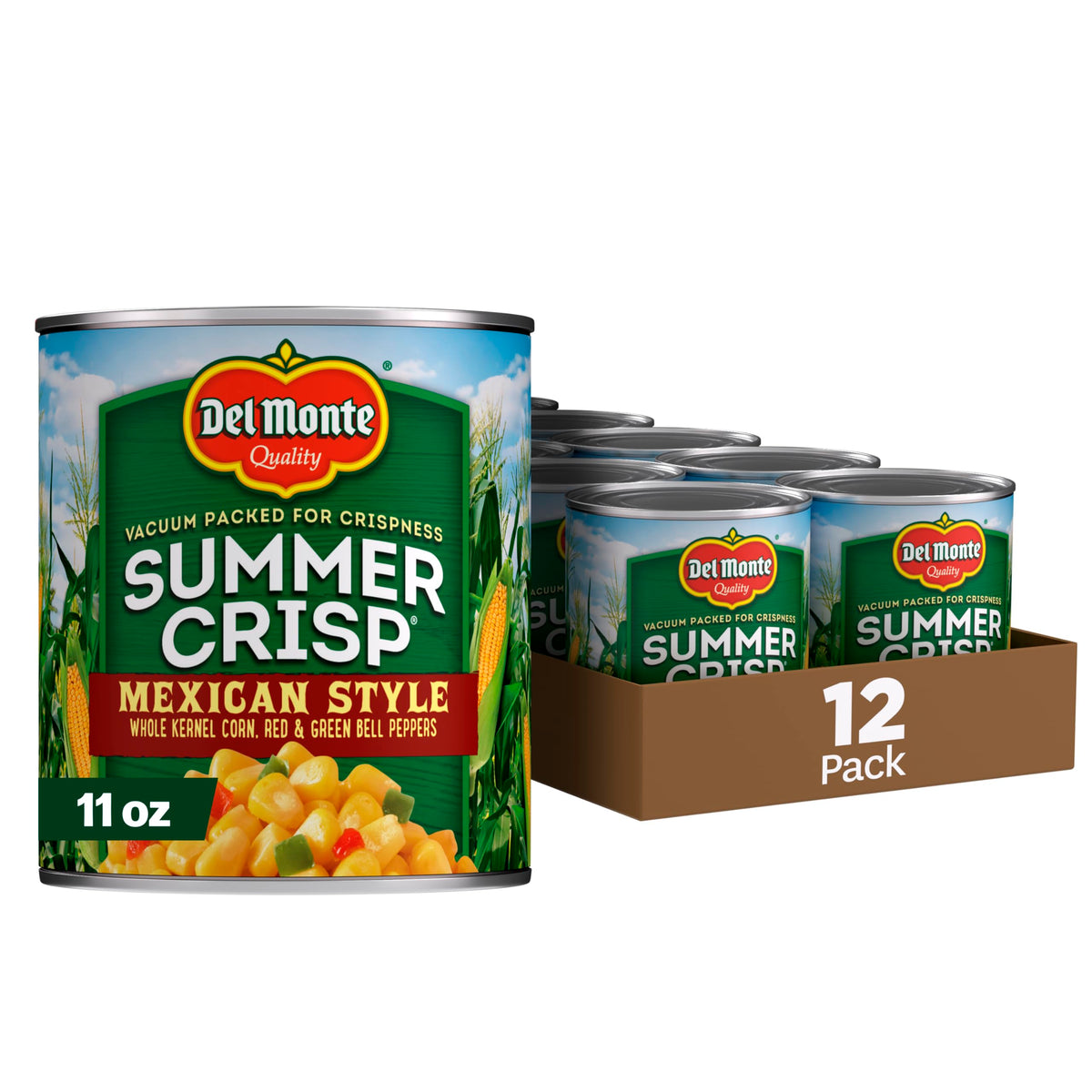 Del Monte Mexican Style Corn - 11 oz Can (12 Pack) | Summer Crisp Corn with Green & Red Peppers