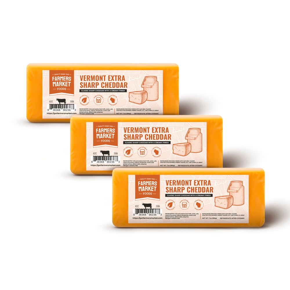Deli Direct Wisconsin Extra Sharp Cheddar 3-Pack Gift Set — Gluten Free, Keto, Paleo, Low Sodium, Zero Sugar