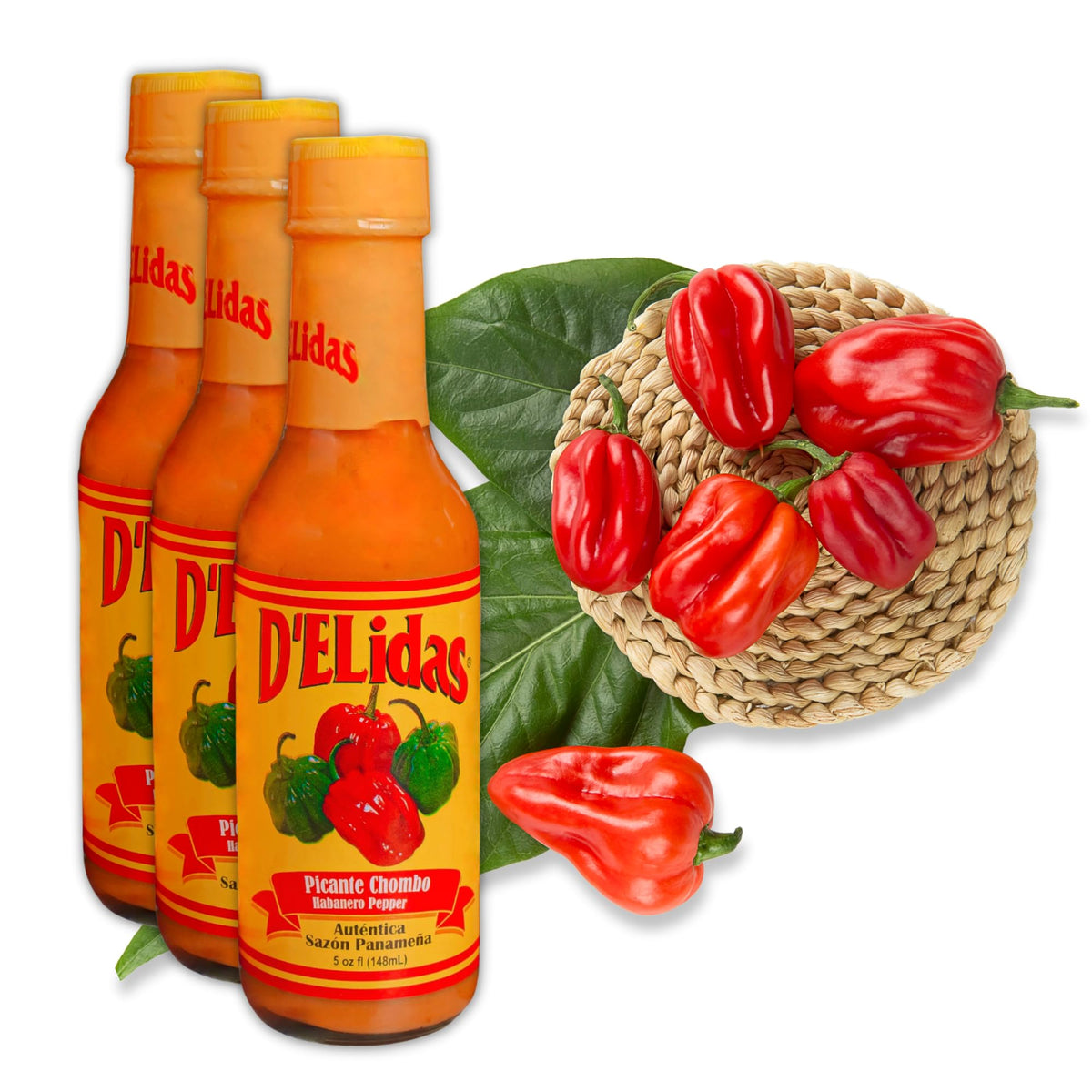 D'ELidas Habanero Hot Sauce – Natural, Non-GMO, Keto Friendly (3 x 5oz Pack)