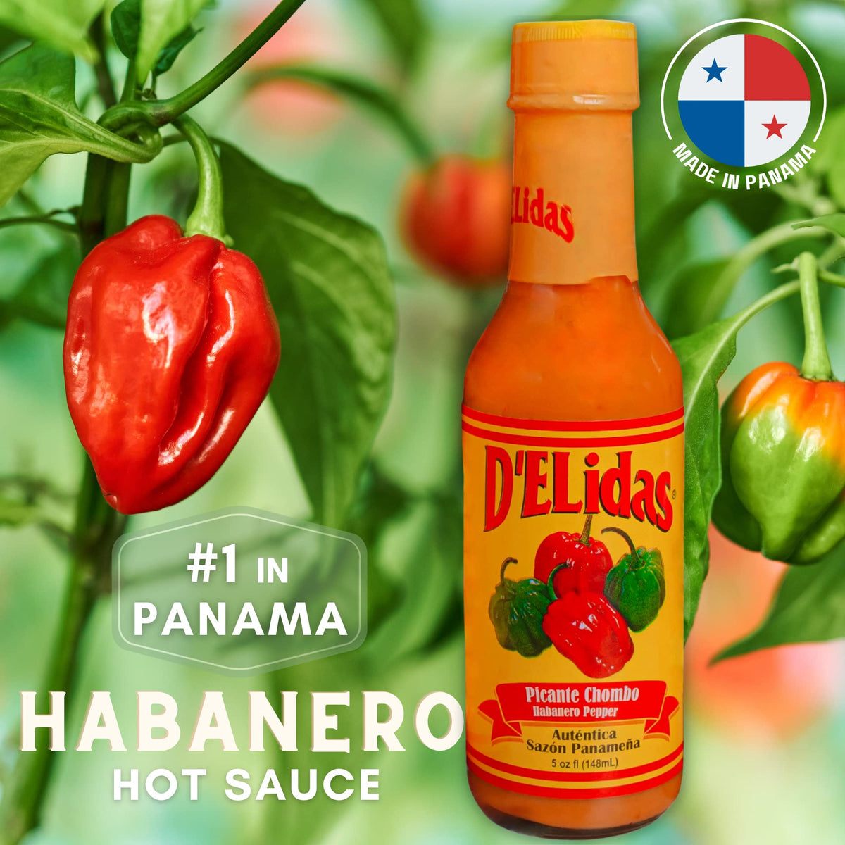 D'ELidas Habanero Hot Sauce – Natural, Non-GMO, Keto Friendly (3 x 5oz Pack)